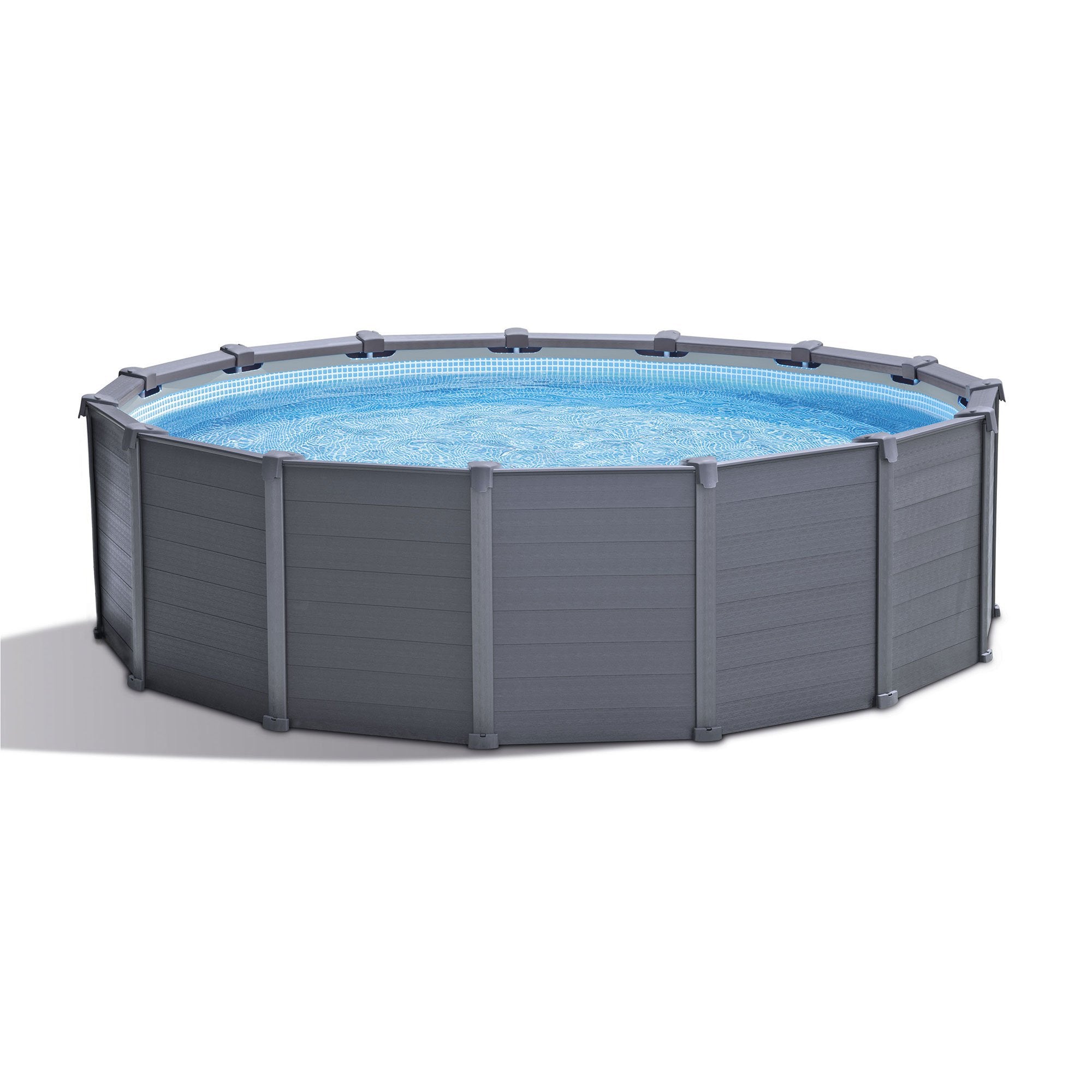 Intex 15'8x49 Metal Frame Above Ground Swimming Pool, Graphite Gray