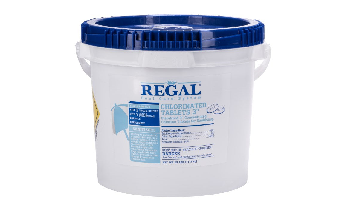 Regal 25 lb 3" Chlorinated Tabs Unwrapped Pail